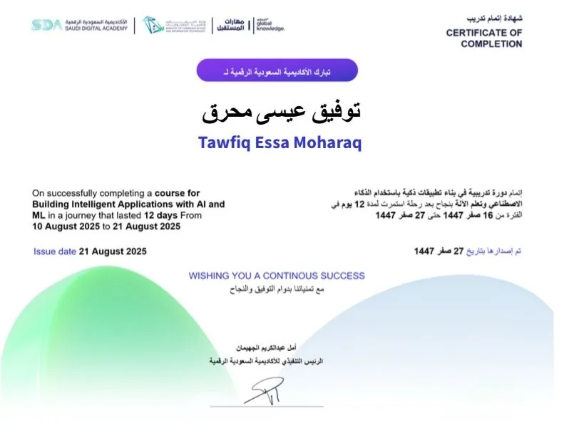 Telco Customer Churn — SDA course certificate